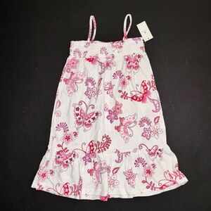 NWT Baby Gap kids cotton knit white pink purple butterfly smocked sun dress 4t 4